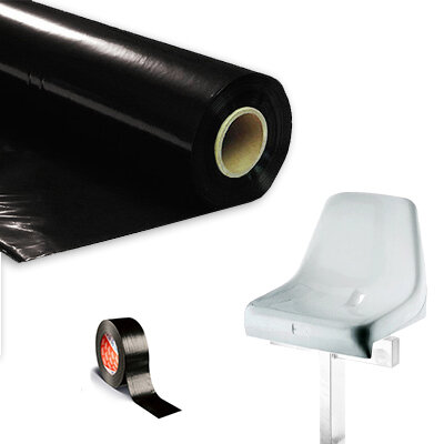 Plastic film seat covering roll 0,75x200m - black