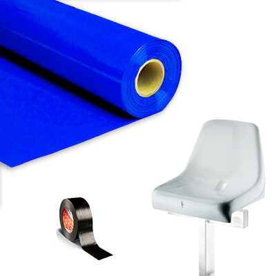 Plastic film seat covering roll 0,75x200m - blue