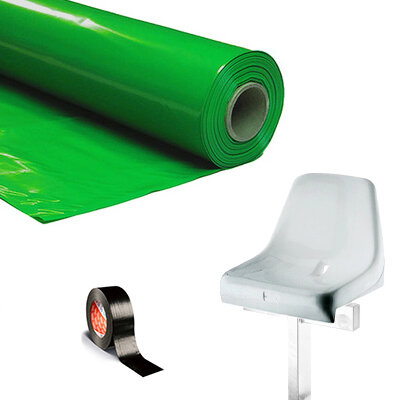 Plastic film seat covering roll 0,75x200m - green